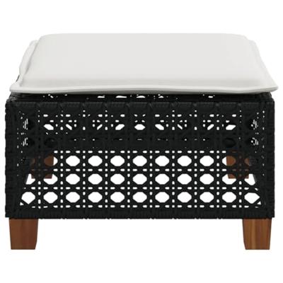 Tuinkruk met kussen 63,5x56x32 cm poly rattan zwart