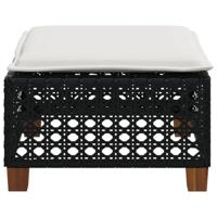 Tuinkruk met kussen 63,5x56x32 cm poly rattan zwart - thumbnail