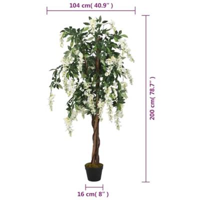 VidaXL Kunstplant wisteria 1470 bladeren 200 cm groen en wit VidaXL Kunstplant wisteria 1470 bladeren 200 cm groen en wit