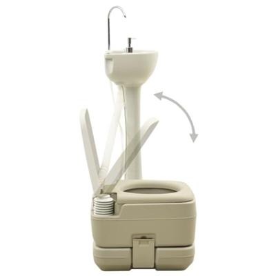 VidaXL Kampeertoilet- en wasbakset 10+10 en 20 l grijs
