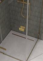 Saqu Parro douchecabine met draaideur incl. antikalk 90x90x210cm geborsteld messing - thumbnail