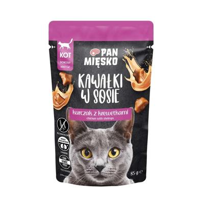 PAN MIĘSKO Pieces in sauce Chicken with shrimp - nat kattenvoer - 85g