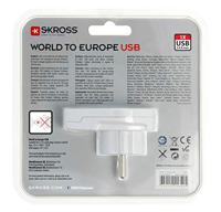SKROSS | 1.500260 | World to Europe USB | Reisadapter van de wereld naar Europa met 1 USB 2.4A - Spanning en vermogen: 100V - 1600W / 250V - 4000W. Anti-schokbescherming - thumbnail