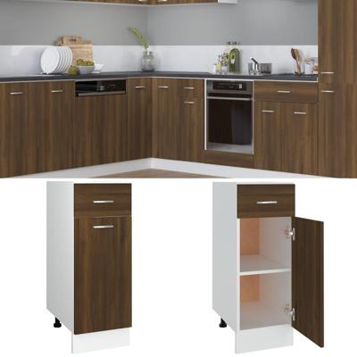 Onderkast met lade Lyon 30x46x81,5 cm bewerkt hout bruin eikenkleur