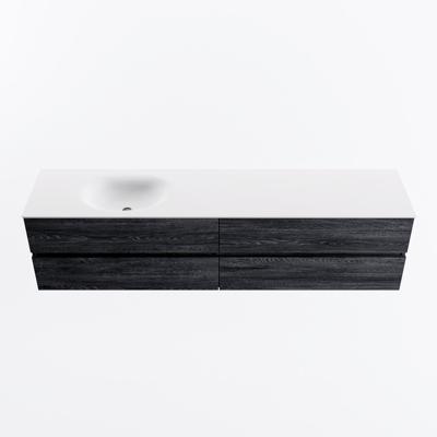 MONDIAZ VICA 200cm badmeubel onderkast Antracite 4 lades. Wastafel MOON links zonder kraangat, kleur Talc.