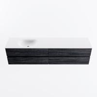 MONDIAZ VICA 200cm badmeubel onderkast Antracite 4 lades. Wastafel MOON links zonder kraangat, kleur Talc. - thumbnail