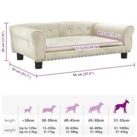 Hondenmand 95x55x30 cm fluweel crmekleurig - thumbnail