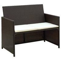 Tweezitsbank 100x56x85 cm poly rattan bruin - thumbnail