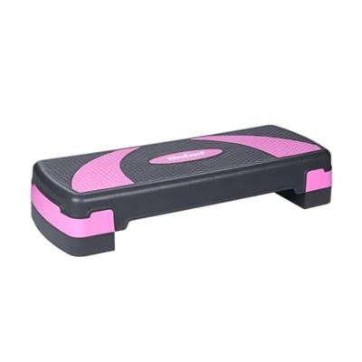 REBEL ACTIVE Step voor aerobics en fitnessoefeningen, 3 niveaus, grijs-paars