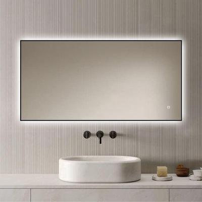 Loxa - Rechthoekige Badkamerspiegel Sorento met led 120x60cm - Zwarte omlijsting - Dimbaar - 3 Led standen - Condensvrij vlak - Duurzame kwalieit - Eenvoudige installatie