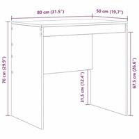 Bureau Grijs sonoma 80 x 50 x 76 cm Bewerkt hout - thumbnail