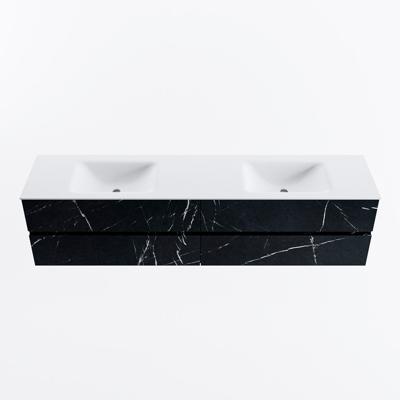 MONDIAZ VICA 200cm badmeubel onderkast Marquina 4 lades. Wastafel CLOUD dubbel 2 kraangaten, kleur Talc.