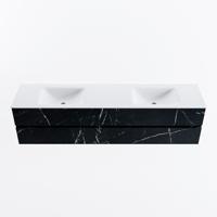 MONDIAZ VICA 200cm badmeubel onderkast Marquina 4 lades. Wastafel CLOUD dubbel 2 kraangaten, kleur Talc. - thumbnail