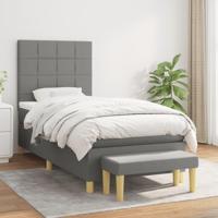 Boxspring met matras stof donkergrijs 90x200 cm - thumbnail