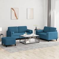 3-delige Loungeset met kussens fluweel blauw - thumbnail