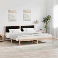 Bedframe met hoofdeinde Zwart 200 x 200 cm Massief grenenhout - thumbnail