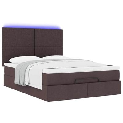 Ottoman bed met matras en LED's 140x190cm stof donkerbruin