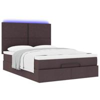 Ottoman bed met matras en LED's 140x190cm stof donkerbruin - thumbnail