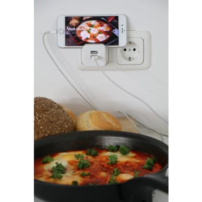 USB lader en telefoonhouder 2 aansluitingen 2400mA wit