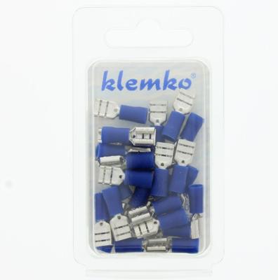 Vlakstekerhuls 6,3x0,8mm blauw PVC geïsoleerd 170460 Klemko hersluitbare verpakking