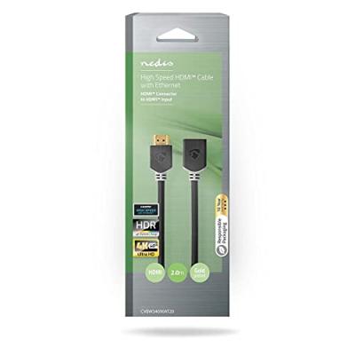 Nedis High Speed HDMI-Kabel met Ethernet | HDMI Connector | HDMI Female | 4K@60Hz | ARC | 18 Gbps | 2.00 m | Rond | PVC | Antraciet | Doos - Nedis High Speed HDMI-Kabel met Ethernet | HDMI Connector | HDMI Female | 4K@60Hz | ARC | 18 Gbps | 2.00 m | Rond | PVC | Antraciet | Doos -