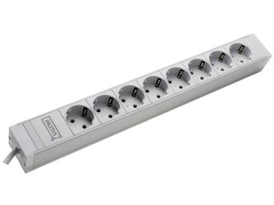Digitus DN-95401 19 inch Stekkerdoos voor patchkast 1 HE Geaarde contactdoos Incl. 2 metalen houders