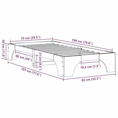 Bedframe Wasbruin 75 x 190 cm Massief grenenhout