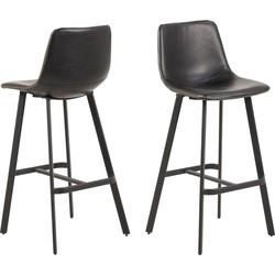 Bendt Barkruk 'Xanthe' PU, kleur Zwart (zithoogte 76.5cm)