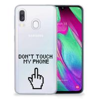 Samsung Galaxy A40 Silicone-hoesje Finger Don't Touch My Phone - thumbnail