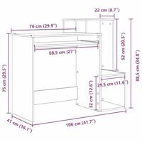 Bureau met plank Grijs Sonoma 106 x 40 x 88.5 cm Bewerkt hout - thumbnail