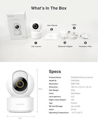 Xiaomi IMILAB C22 Home Security Camera 360 3K White EU CMSXJ60A