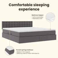 Opbergbed met LED met matras Grijs 160 x 200 cm Nep Leer - thumbnail