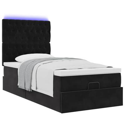 Ottoman bed met matrassen en LED's 90x200cm fluweel zwart