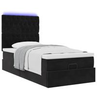 Ottoman bed met matrassen en LED's 90x190cm fluweel zwart - thumbnail