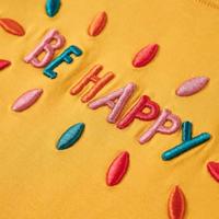 Kindershirt met lange mouwen en woorden in 3D 116 donkerokerkleurig - thumbnail