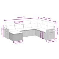 7-delige Loungeset met kussens poly rattan beige - thumbnail