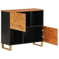 Dressoir 80x33,5x75 cm massief mangohout bruin en zwart - thumbnail