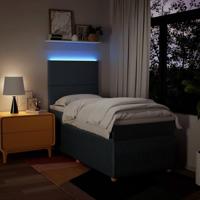Boxspring met matras stof blauw 100x200 cm - thumbnail