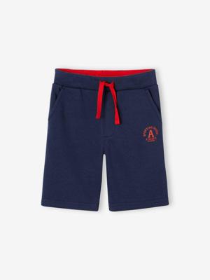 Sportbermuda in fleece voor jongens marineblauw