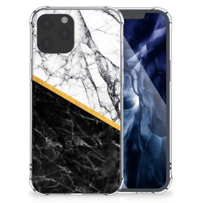 iPhone 12 Pro Max Anti-Shock Hoesje Marmer Wit Zwart - Origineel Cadeau Man iPhone 12 Pro Max Anti-Shock Hoesje Marmer Wit Zwart - Origineel Cadeau Man