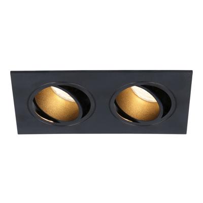 Mallorca LED inbouwspot - IP20 - Kantelbaar - 8 watt 690 lumen - 2700K warm wit - Dubbel - GU10 - Dimbaar - Rechthoek - Voor binnen - Zwart