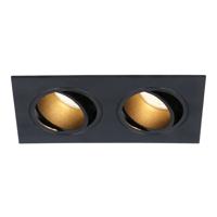 Mallorca LED inbouwspot - IP20 - Kantelbaar - 8 watt 690 lumen - 2700K warm wit - Dubbel - GU10 - Dimbaar - Rechthoek - Voor binnen - Zwart - thumbnail