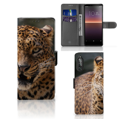 Sony Xperia 10 II | Telefoonhoesje | Met pasjeshouder | Luipaard