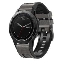 By Qubix - leer + siliconen bandje - Grijs - Compatible met Garmin Fenix 8-51mm - Compatible Garmin bandje - thumbnail