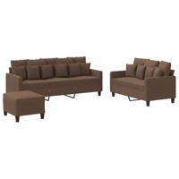 4-delige Loungeset met kussens stof bruin - thumbnail