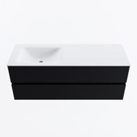 MONDIAZ VICA 130cm badmeubel onderkast Urban 2 lades. Wastafel CLOUD links 1 kraangat, kleur Talc. - thumbnail