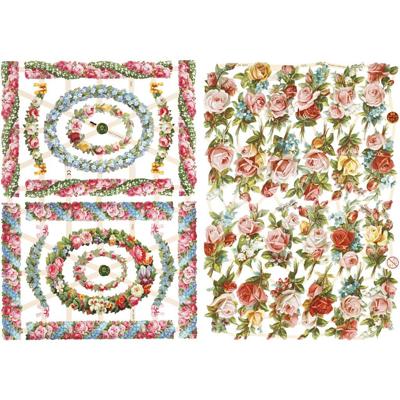 Vintage plaatjes, kleine bloemen, vel 16,5x23,5 cm, 2 vel/ 1 doos