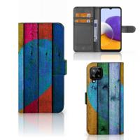 Samsung Galaxy A22 4G | M22 | Book Style Case | Wood Heart - Cadeau voor je Vriend - thumbnail