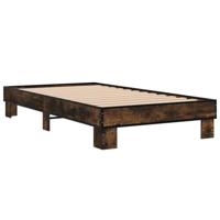 Bedframe bewerkt hout en metaal gerookt eikenkleurig 100x200 cm - thumbnail