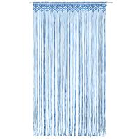 VidaXL Gordijn macramé 140x240 cm katoen blauw - thumbnail